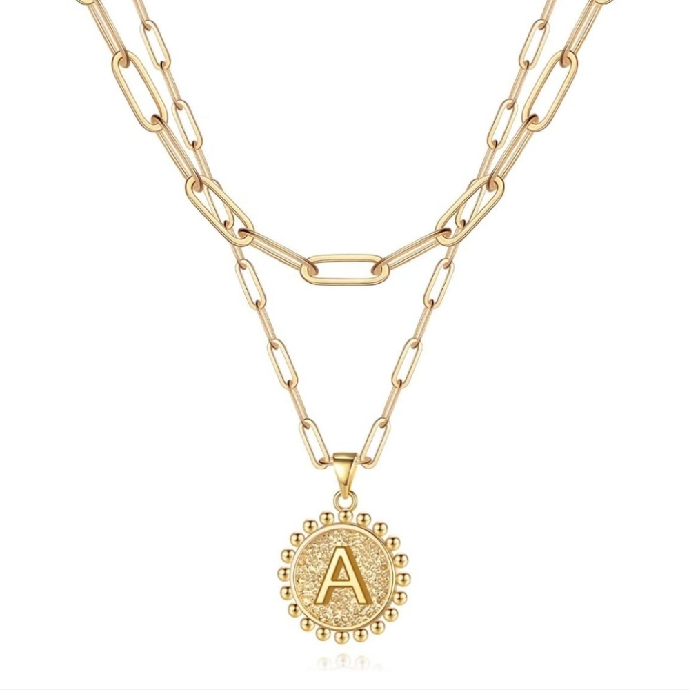 Yoosteel Gold Initial Necklaces for Women Girls, 14K Gold Plated Dainty Layering